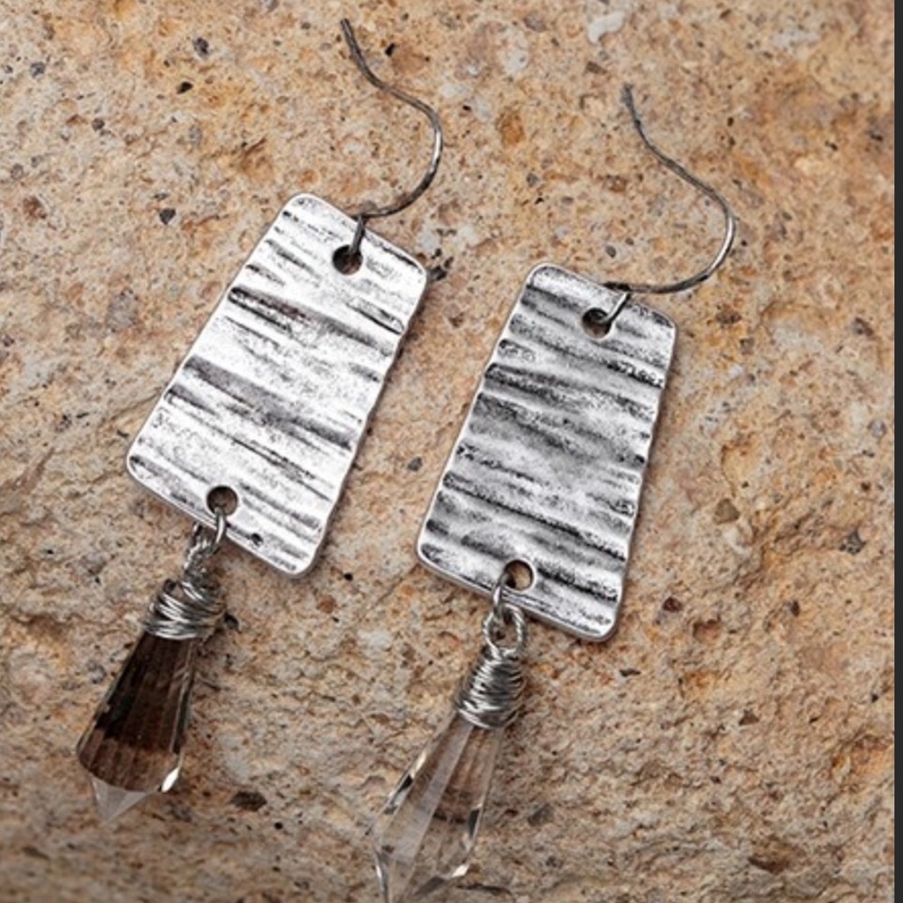 New Waterdrop Crystal Earrings Silver - Picture 3 of 6